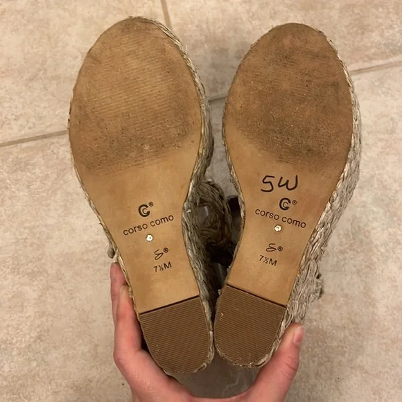 Corso Como rattan espadrille wedges size 7.5 - Picture 6 of 7